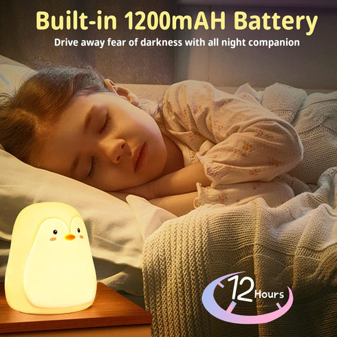 7 3 LOVERUIS Baby Night Lights Pudgy Penguins Colors Night Light for Baby Nursery Hours Timer Cute Night Light Gift Kid