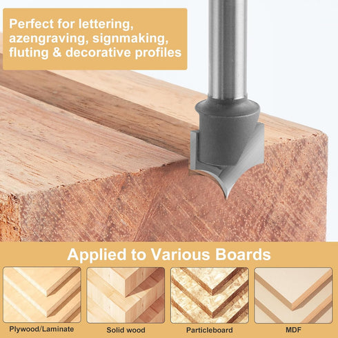 BINSTAK 1/4" 1/4" 1/2" Shank Point Cutting Roundover Router Bit Radius, Cutting Diameter Carbide Tipped Round Over