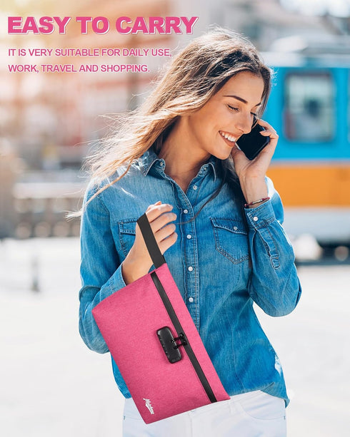MAICHENG Large Storage Bag with Combination Lock, Water Resistant Travel Medicine Organizer Pouch - Great Christmas Gift