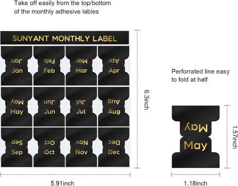 Outus 24 Pieces Monthly Adhesive Tabs for Planner, Designer Accessories Monthly Tabs Stickers for Notebook Planners
