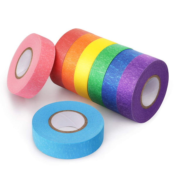 8 Rolls Colored Masking Tape in Rainbow Colors for Kids Labeling, Arts Crafts, and Decorative Coding