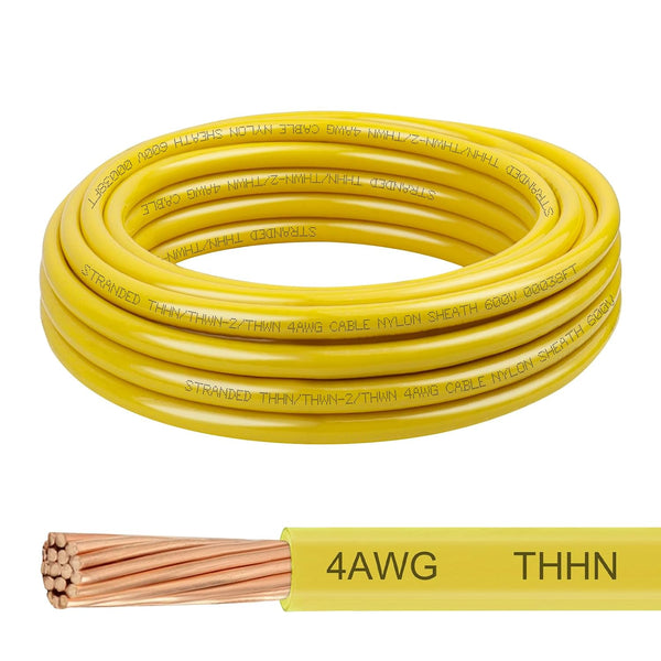 THHN Wire 4 Gauge 10 FT, 4 AWG Stranded OFC Copper Electrical