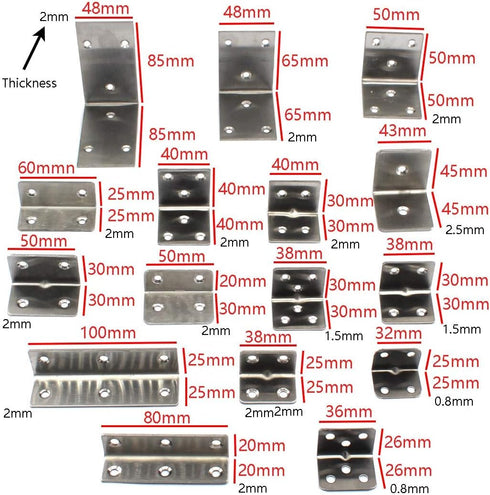 Zernnis (8 40x40x40mm Pieces) Angle Connector Corner Brackets Stainless Steel L Shape Brace Brackets for Wood Shelving