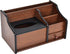 Cherry Brown Wood Desk Organizer, Tissue Box Lid with Multiple Slots Drawer for Phone Tablet Remote Control Storage