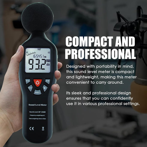 Decibel Meter Sound Level Meter with CD Software, Audio Noise Measuring Range 30 – 130 dB