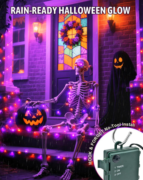 Kelumi 9.8ft 30 Halloween String Lights Battery Operated, Orange and Purple Fairy Lights with Timer Waterproof LED