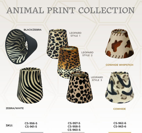 CS-963-6 3 6 4.5 Royal Designs, Inc. Animal Print Empire Chandelier Shade, Cowhide, x x