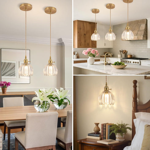 5.1Inch E26 Pendant Light Fixtures,Mini Hanging Lights Transparent Glass Vintage Pendant Light for Bedroom Living Room
