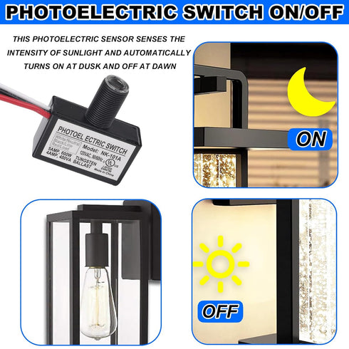 BTFO 105V-130V AC Photocell Light Control Sensor, Photocell Sensor with Nuts and Washer Dusk to Dawn Auto On/Off