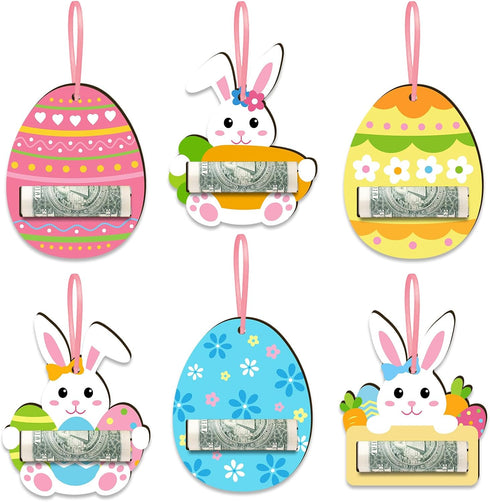 Easter Money Holder Cards Set of 6 Easter Eggs Bunnies Money Holder