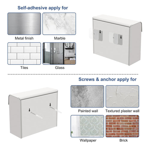 9.4x7.8x3.5 inches Sanitary Napkin Receptacle with Hygiene Disposal Bags and Trash Bag, Stainless Steel Wall Mounted