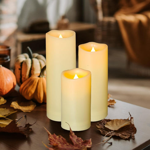 4 Pack Outdoor Flameless Pillar Candles, Battery Operated Waterproof LED Candle Set with Remote and Timer, 2 x6