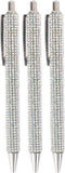HOCE 3 Pcs Rhinestone Bling Metal Ballpoint Pens, 0.7 mm Black Ink Gift Pens for Christmas Bridesmaid Wedding Birthday,