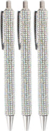 HOCE 3 Pcs Rhinestone Bling Metal Ballpoint Pens, 0.7 mm Black Ink Gift Pens for Christmas Bridesmaid Wedding Birthday,