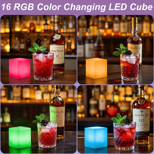 KEROVI 4-inch Dimmable 16 4 8 Dimming LED Cube Night Light for Kid, RGB Color Lighting Effect & Level Tesseract Cosmic
