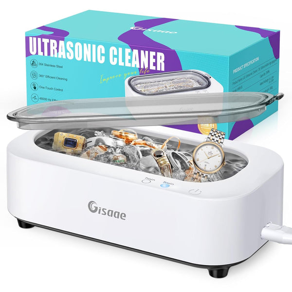 Ultrasonic Jewelry Cleaner, 11.8oz (350ML), Portable with 2 Modes, 48kHz for Glasses, Rings, Watches, and More