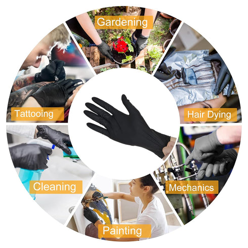 Black Nitrile Disposable Gloves, 4 Mil Medical Exam Gloves, Latex & Powder-Free, 100 Count for Cleaning and Food Safety