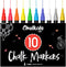 Extra Fine Tip Liquid Chalk Markers (10 Pack) with Gold & Silver, Erasable Marker Pens for Blackboard, Windows