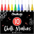Extra Fine Tip Liquid Chalk Markers (10 Pack) with Gold & Silver, Erasable Marker Pens for Blackboard, Windows