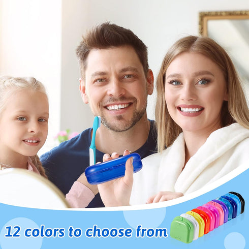 120 12 Sherr Pcs Dental Retainer Cases Bulk with Holes Colors Denture Case Mouth Guard Holder False Teeth Container
