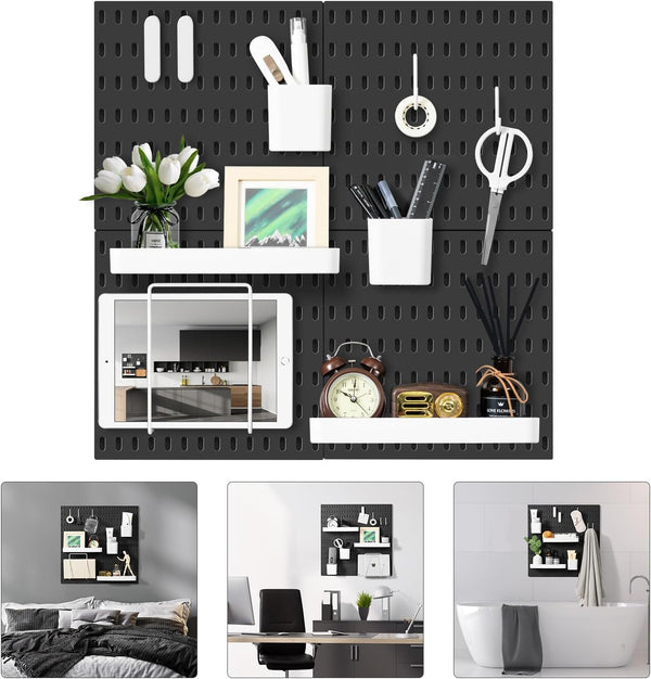 VUSIGN Pegboard Combination Wall Organizer Kit, 4 Pieces with 17 Accessories for Home, Office