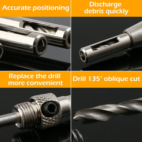 AFUNTA 8 pcs Center Drill Bit Sets with Automatic Center Punch, Self Centering Hinge Tapper for Woodworking