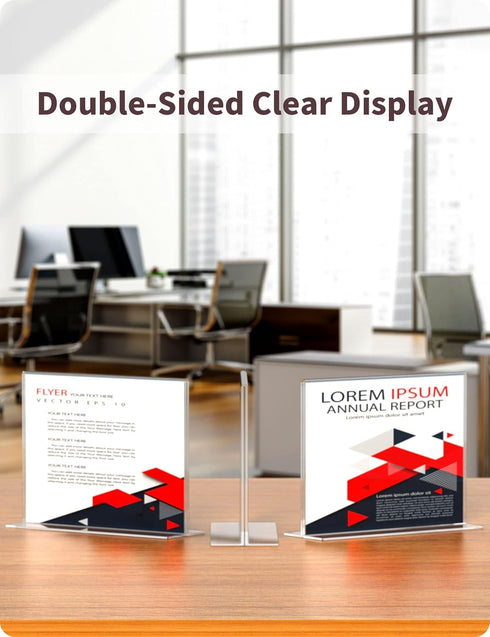 NIUBEE Acrylic Sign Holder, 8.5x11 Inches 3 Pack, T Shape Double Sided Clear Frames for Office Display