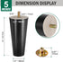 FoDau770 5 Inches, Set 4, 5/16" Black Rubber Wood Furniture Legs Straight Tapered Wood Feet Mid Century Sofa Legs