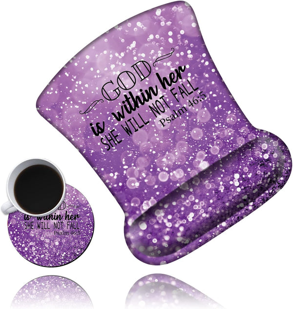 Ergonomic Mouse Pad with Wrist Support - Comfortable Gel Mouse Pad with Non-Slip Rubber Base for Office & Home + Cup