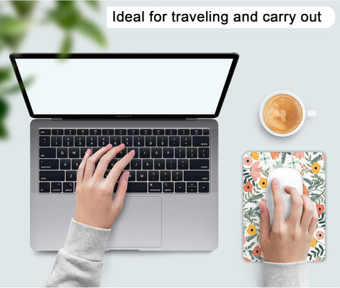 Small Mouse Pad, Mini 6 x 8 Inch with Non-Slip Rubber Base for Home Office & Travel (Pretty Flowers)