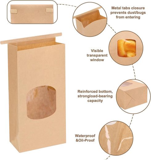 120pcs 13.7x8.3x3.5 Inches 100pcs 4.5x2.36x9.6in, Moretoes Bread Bags for Homemade Bread Bundle with Medium Bakery