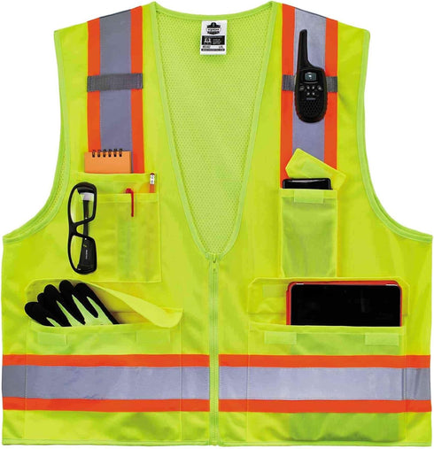 Ergodyne Unisex Two-tone Class 2 Surveyors Vest, Lime, Small-Medium
