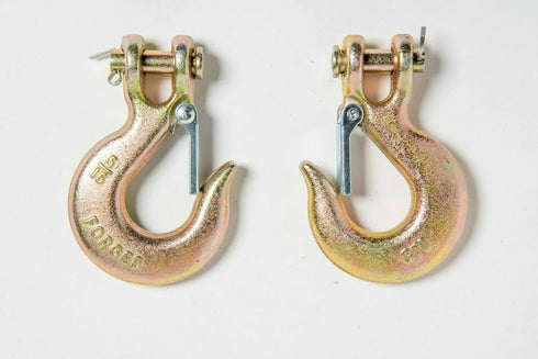 Clevis Slip Hooks with Latch, Safety Chain for 5/16'' Tow Chain, 4,300 LBS Capacity, Package of 2