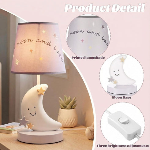 Glooglitter 3 Dimmable Little Star Celestial Moon Nursery Lamp Color Cute Small Bedside Table Lamps for Living Room