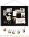 Double-Sided Black Cork Board with Linen, 16" x 12" Hanging Wood Framed Bulletin Board for School Office Decor
