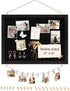 Double-Sided Black Cork Board with Linen, 16" x 12" Hanging Wood Framed Bulletin Board for School Office Decor