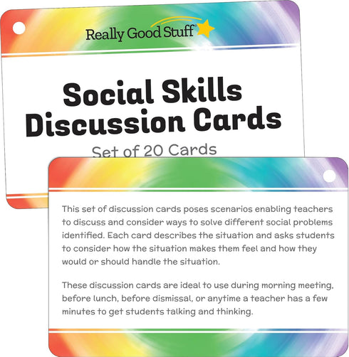 Really Good Stuff Social Skills Discussion Cards, Set of 20 for Kids - Social Emotional Learning Activities
