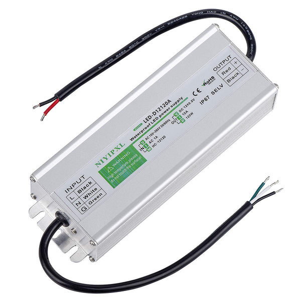 NIYIPXL LED Driver 120 Watts Waterproof IP67 Power Supply Transformer Adapter 100V-260V AC