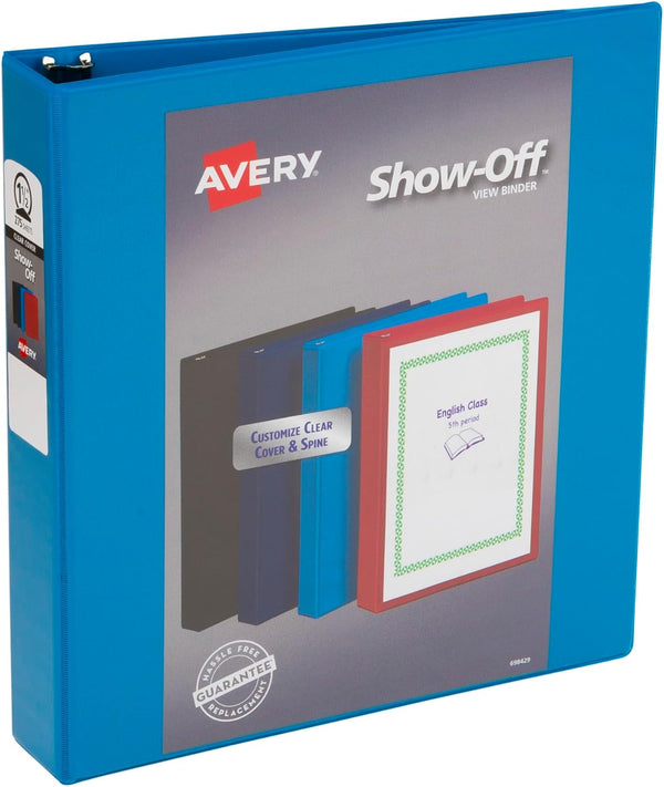 Avery Economy View Binder, 1.5" Rings, Color Will Vary (Black, Light Blue, Navy Blue, Red), 1 Binder (12058)