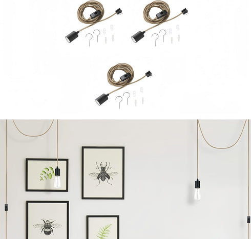 WISBEAM Plug in Pendant Lighting, Hanging Light Kits with ON/Off Switch, 15