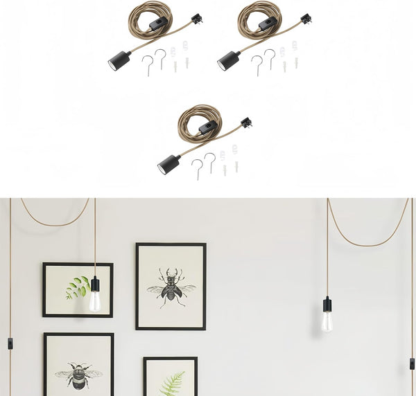 WISBEAM Plug in Pendant Lighting, Hanging Light Kits with ON/Off Switch, 15
