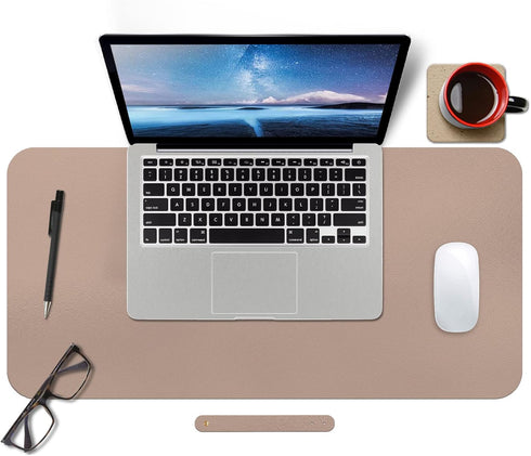 Boutilon Leather Mouse Pad - Extended Non-Slip Desk Pad for Keyboard and Mouse, 24"x14" (S-Champagne)