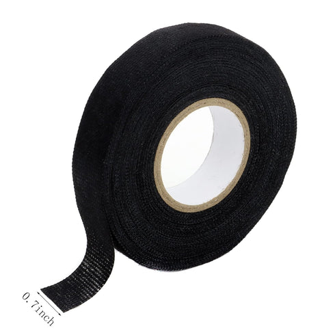 Wiring Harness Tape 19 mm X 15m, Black Chemical Fiber Cloth High Temp Wire Harness Wrapping Tape for Auto Electrical Wrap, Protection, Insulation, Flame Resistant(4)