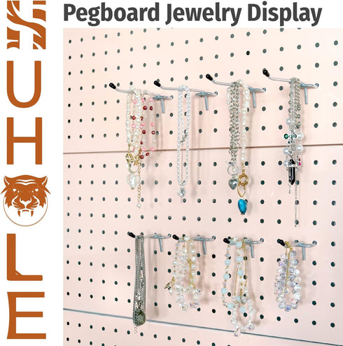 HUHOLE Pegboard Hooks 50PC, Ideal Wall Storage Tool Organizer for 1/4" 1/8" Peg Board, 2 Inch Silver