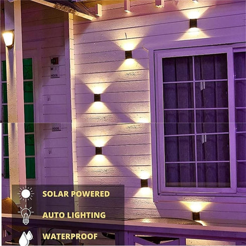 4 Pack,Illuminate IP65 ASLIDECOR Solar Wall Lights UP Down Outdoor Sunlight Sensor Lamp Waterproof LED Modern Deck