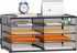 Marbrasse 4 Tier Desktop Literature Organizer, Mesh Paper Organizer for Office Home School, Black