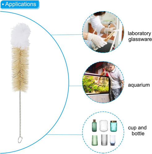 PATIKIL 7.5", 8.3", 11.2", 13.4" Straw Cleaner Brush Set, 2Set Stainless Steel Natural Pig Bristle for Lab Supplies