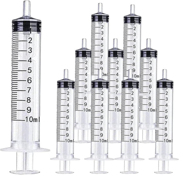 10ml/cc Plastic Syringe - Individually Sealed Measuring Syringe for Scientific Labs & Pet Feeding