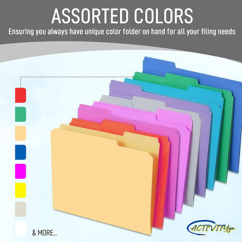 Grey File Folders - 1/3-Cut Tabs, Letter Size, 12-Pack - Durable Office Filing Folders