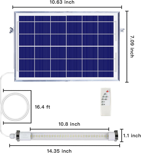IP65 MEIHONG Solar Powered Shop Light with Dusk to Dawn Sensor, Waterproof Outdoor Shop Light, Solar Indoor Lights